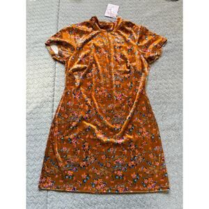 Savage X Fenty Mini Dress Women's Medium Velvet Psychedelic Distorted Bloom NWT